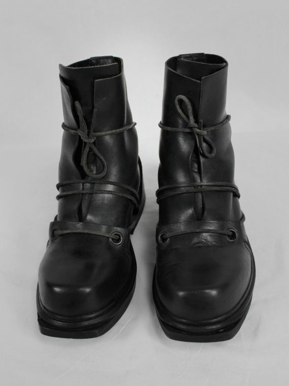 vaniitas vintage Dirk Bikkembergs black mountaineering boots with laces through the soles 1990s 90s 7809