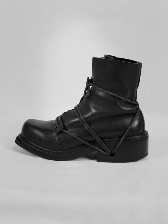 vaniitas vintage Dirk Bikkembergs black mountaineering boots with laces through the soles 1990s 90s 7845