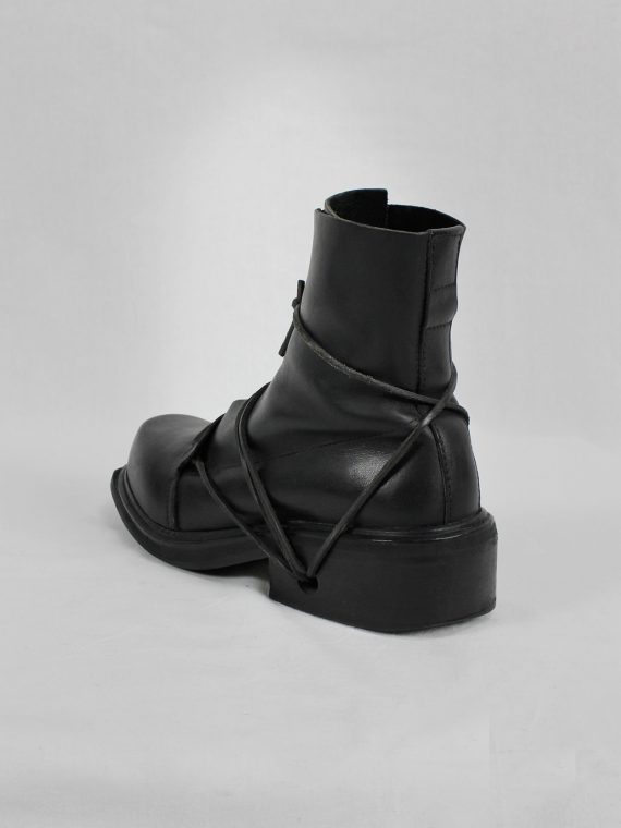 vaniitas vintage Dirk Bikkembergs black mountaineering boots with laces through the soles 1990s 90s 7872