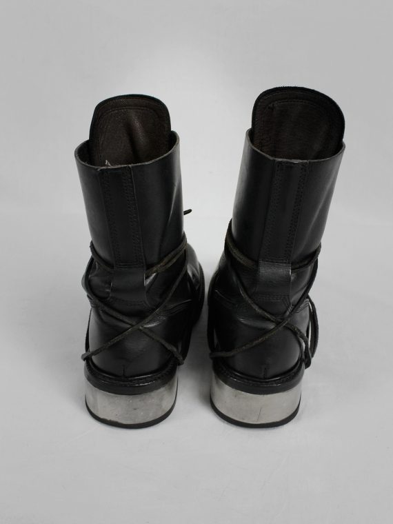 vaniitas vintage Dirk Bikkembergs black tall boots with laces through the metal heel 1990S 90s 7728