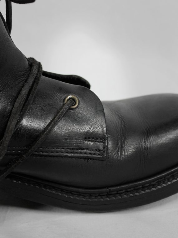 vaniitas vintage Dirk Bikkembergs black tall boots with laces through the metal heel 1990S 90s 7762