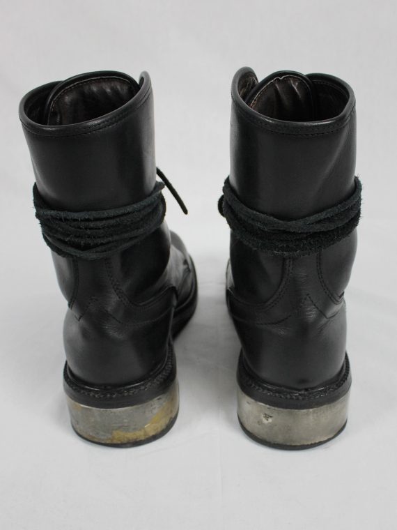 vaniitas vintage Dirk Bikkembergs black tall lace-up boots with metal heel early 2000 0498