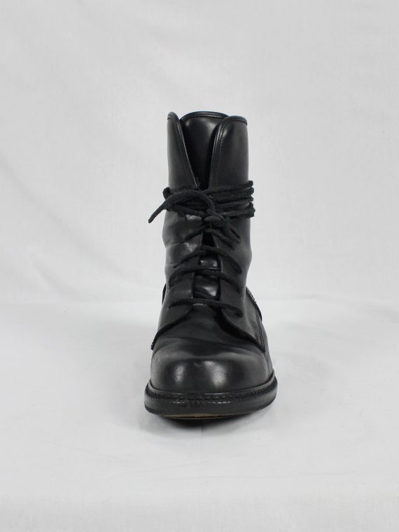vaniitas vintage Dirk Bikkembergs black tall lace-up boots with metal heel early 2000 0538