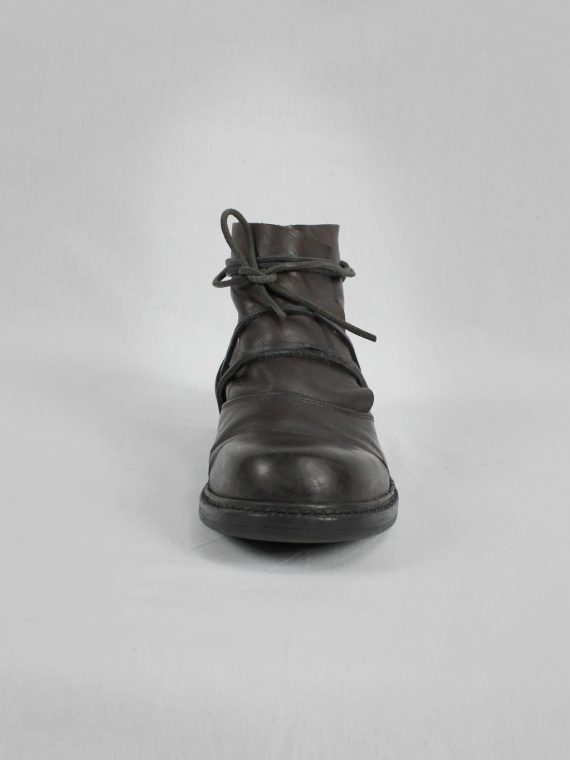 vaniitas vintage Dirk Bikkembergs brown boots with flap and laces through the soles 1990S 90S 7311