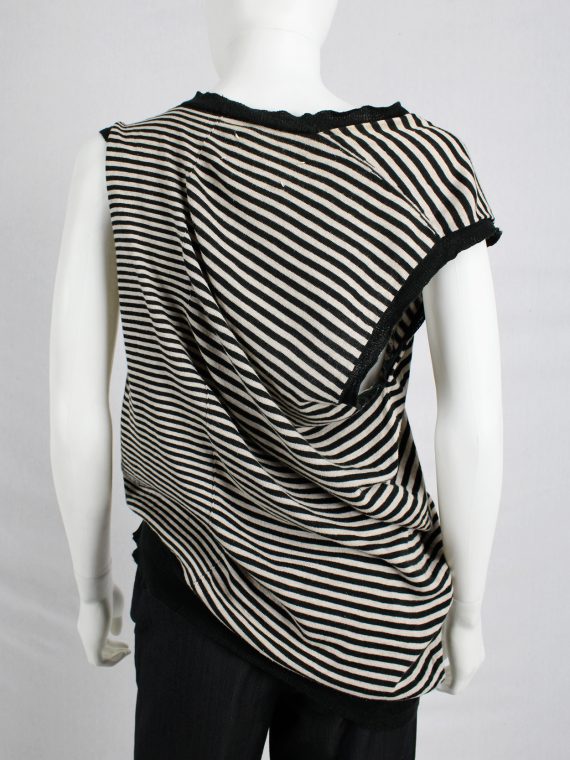 vaniitas vintage Maison Martin Margiela beige and black striped top stretched out on one side spring 2005 9189