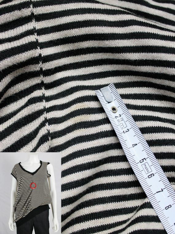 vaniitas vintage Maison Martin Margiela beige and black striped top stretched out on one side spring 2005 9194