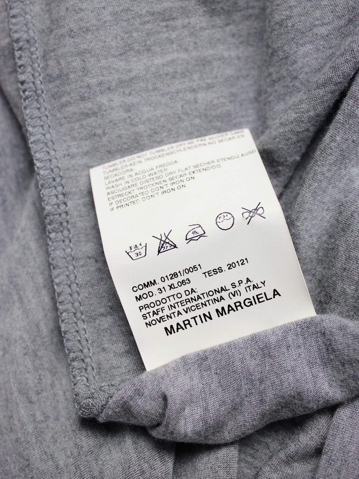 Maison Martin Margiela grey floating top with nude mesh underlayer — spring 2005