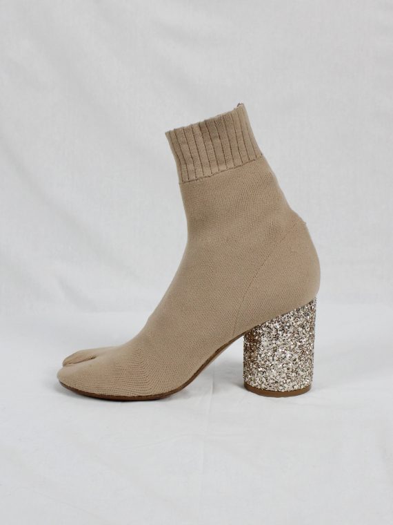 vaniitas vintage Maison Martin Margiela nude sock tabi boots with glitter heel spring 2019 9548
