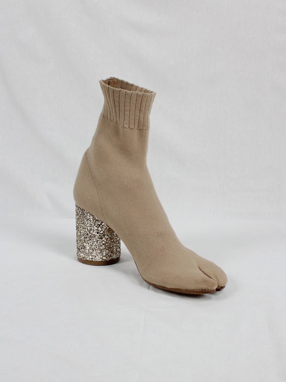 vaniitas vintage Maison Martin Margiela nude sock tabi boots with glitter heel spring 2019 9559