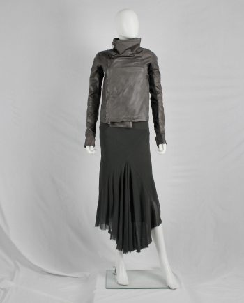 Rick Owens EXPLODER green midi skirt with front and back drape — fall 2007