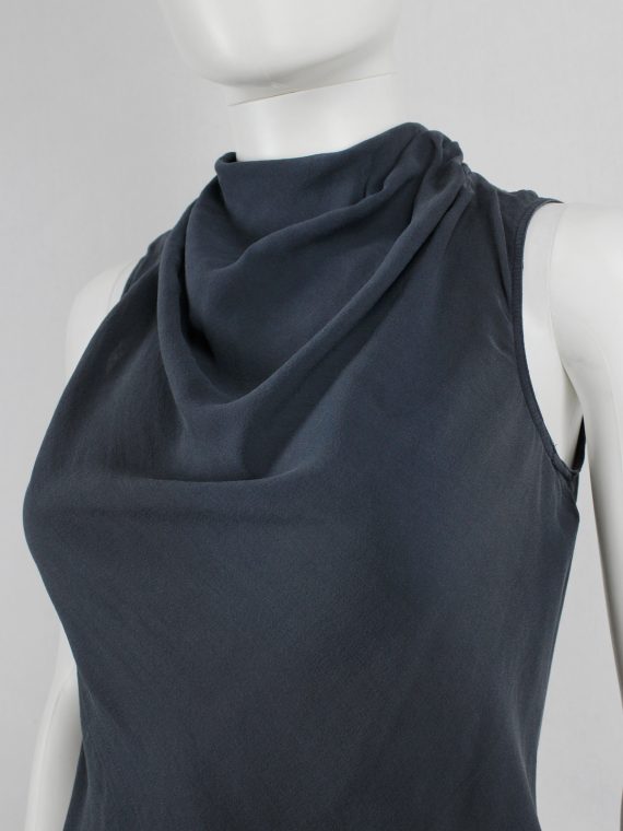 vaniitas vintage Rick Owens VICIOUS blue top with high neck and exposed back zipper spring 2014 4764