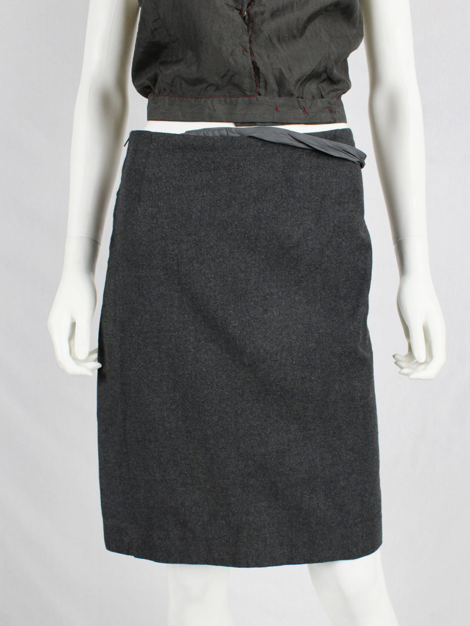 Maison Martin Margiela grey skirt with lining coming through a slit fall 20015407