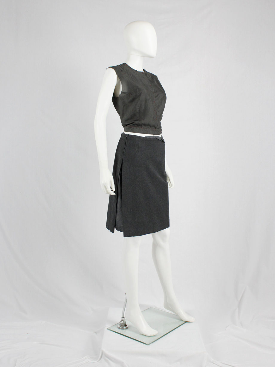 Maison Martin Margiela grey skirt with lining coming through a slit fall 20015425