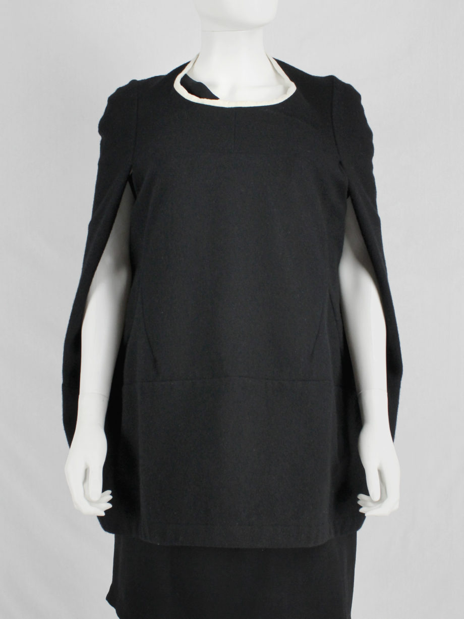 Junya Watanabe black cocoon poncho with front slits — fall 1996 - V A N ...