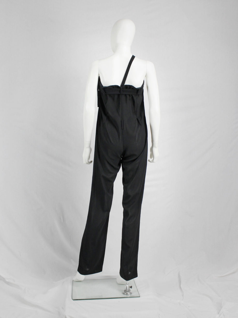 vaniitas vintage Ann Demeulemeester black draped trousers with strap or jumpsuit spring 2003 33
