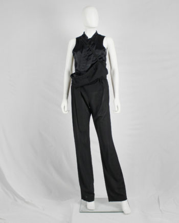 Ann Demeulemeester black draped trousers with strap or jumpsuit — spring 2003