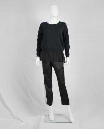 Ann Demeulemeester black jumper with sheer embroidered hem