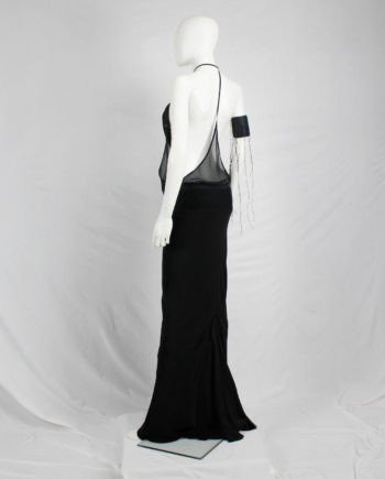 Ann Demeulemeester black sheer backless top with minimalist strap — spring 2006