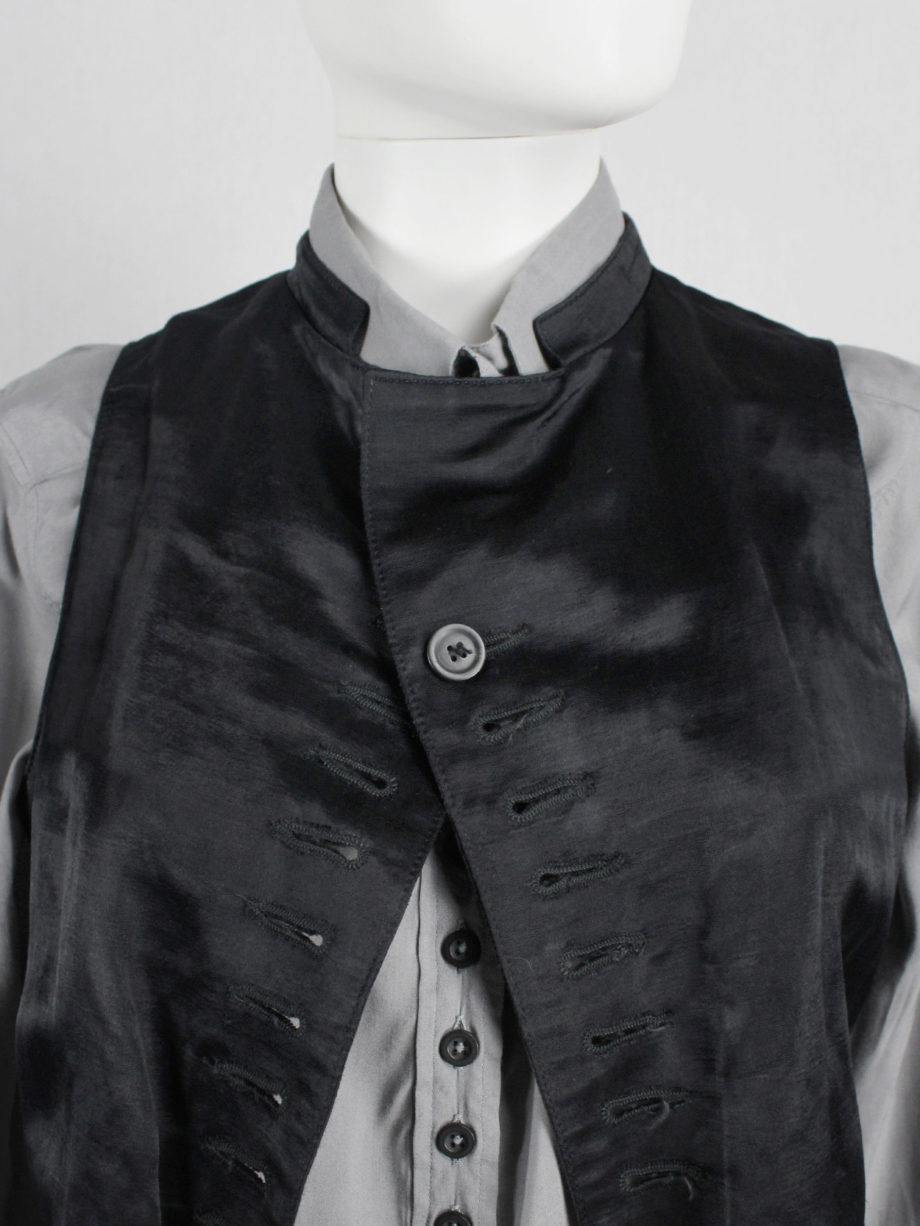 vaniitas vintage Ann Demeulemeester black victorian-style waistcoat with multiple button holes 3461