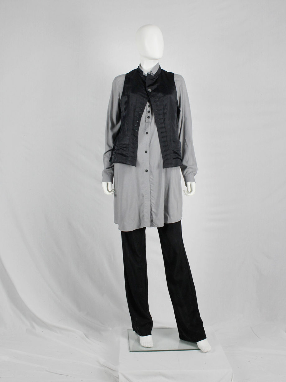 vaniitas vintage Ann Demeulemeester black victorian-style waistcoat with multiple button holes 4198