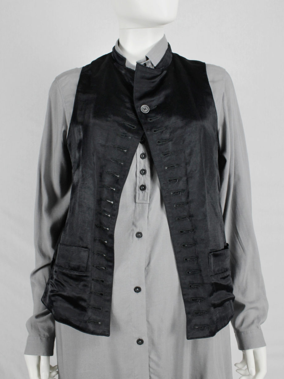 vaniitas vintage Ann Demeulemeester black victorian-style waistcoat with multiple button holes 4205