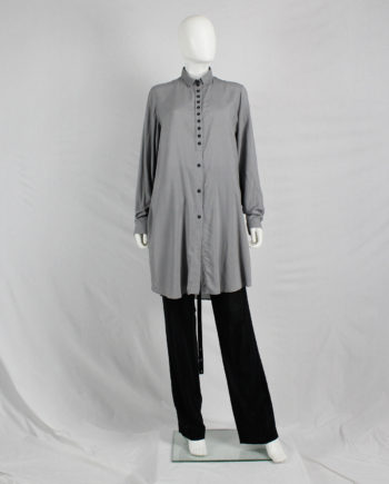 Ann Demeulemeester grey long shirt with many black buttons