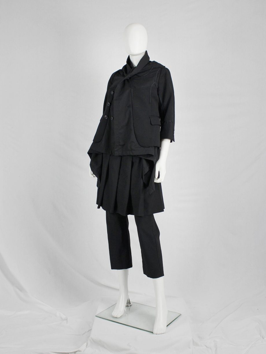 vaniitas vintage Comme des Garcons black jacket with drape and trompe l’oeil seams fall 2009 1043