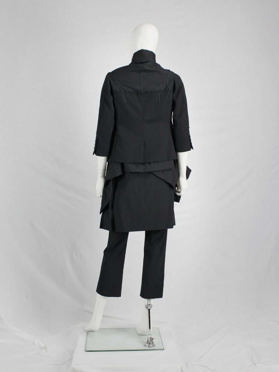 vaniitas vintage Comme des Garcons black jacket with drape and trompe l’oeil seams fall 2009 1087