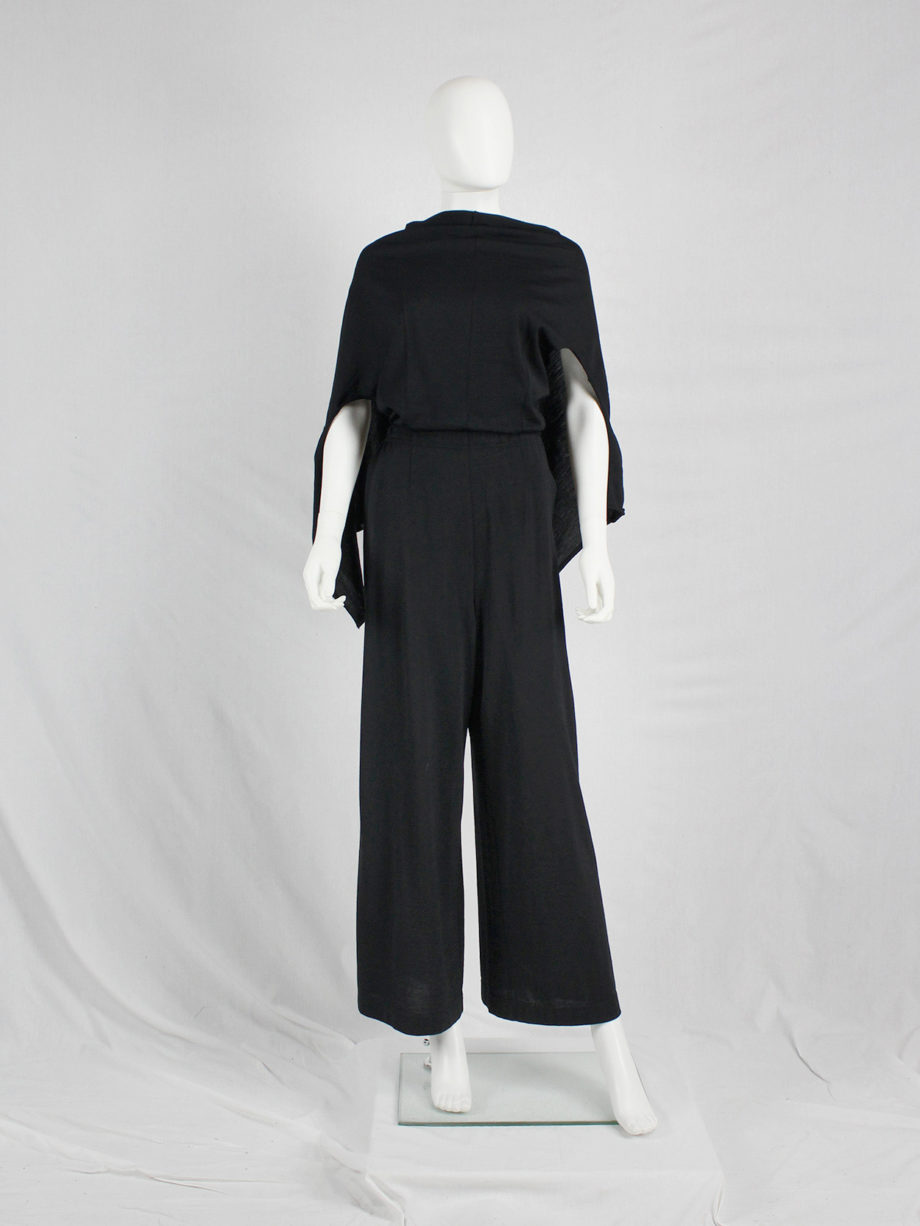 vaniitas vintage Comme des Garcons black jumpsuit with cape or bow at the back —1994 4002