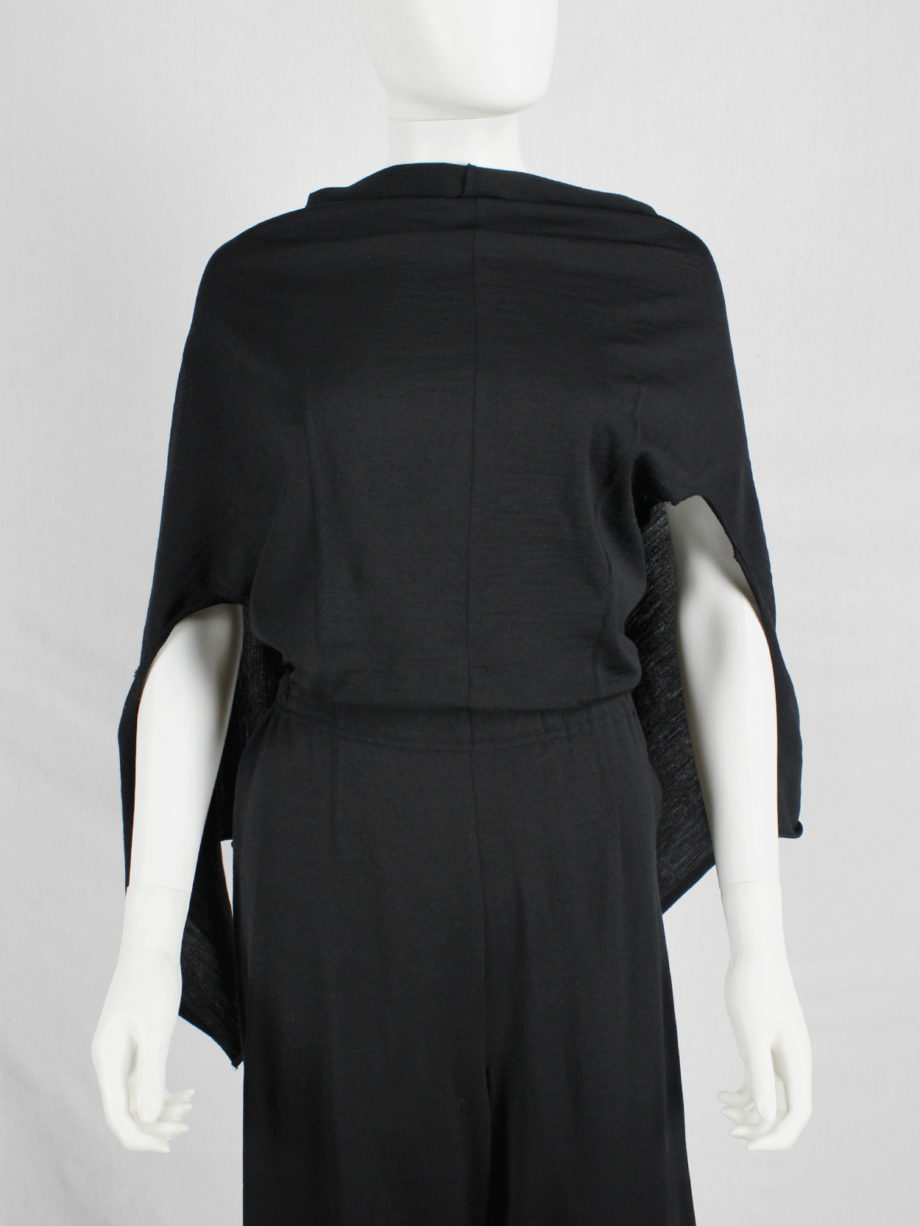 vaniitas vintage Comme des Garcons black jumpsuit with cape or bow at the back —1994 4011
