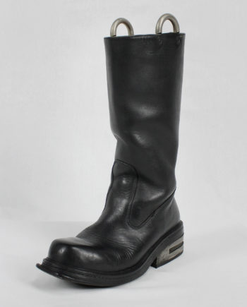 Dirk Bikkembergs black tall boots with metal heel and metal pulls (42) — late 90's