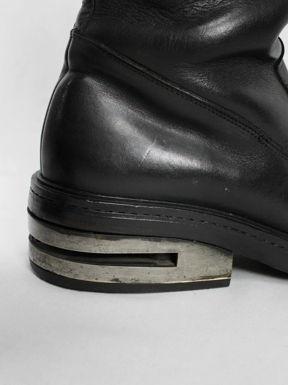 vaniitas vintage Dirk Bikkembergs black tall boots with metal heel and metal pulls 1990s 90s archive 5175