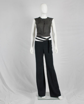 Dirk Bikkembergs dark blue trousers with semi-attached belt — 1990's