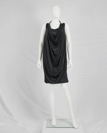 Issey Miyake Fête black double layered dress with fine pleats