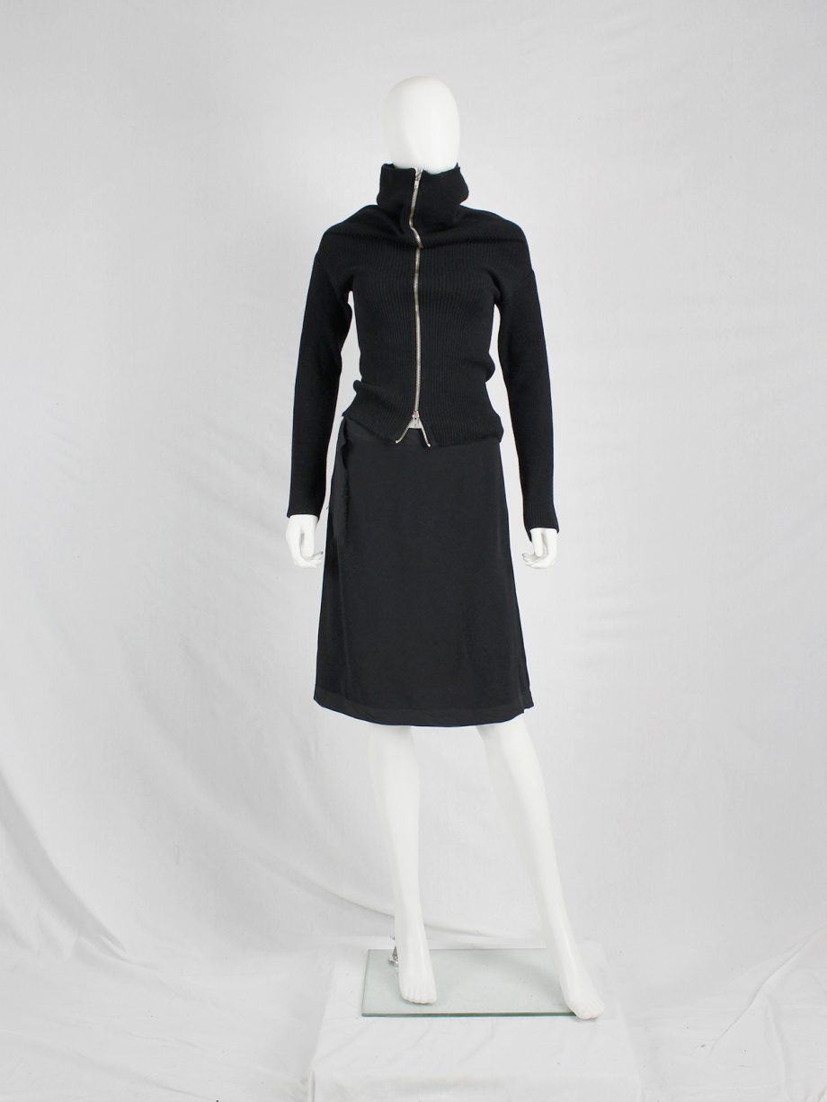 vaniitas vintage Maison Martin Margiela black skirt with torn silk trim spring 2006 1878