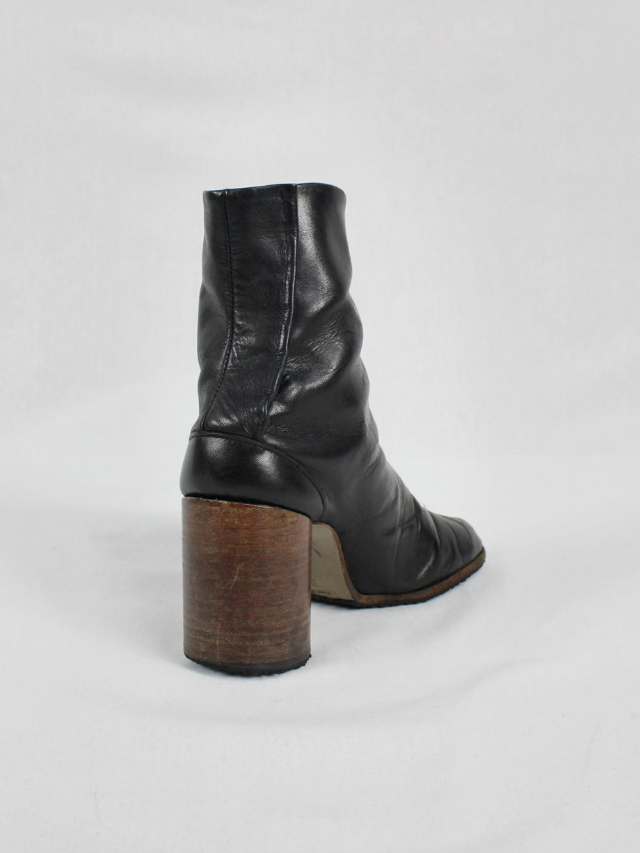 vaniitas vintage Maison Martin Margiela black tabi boots with round wooden heel 2001 4630
