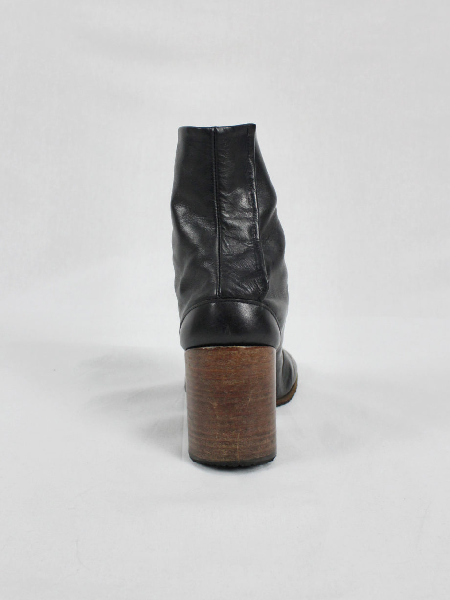 vaniitas vintage Maison Martin Margiela black tabi boots with round wooden heel 2001 4634