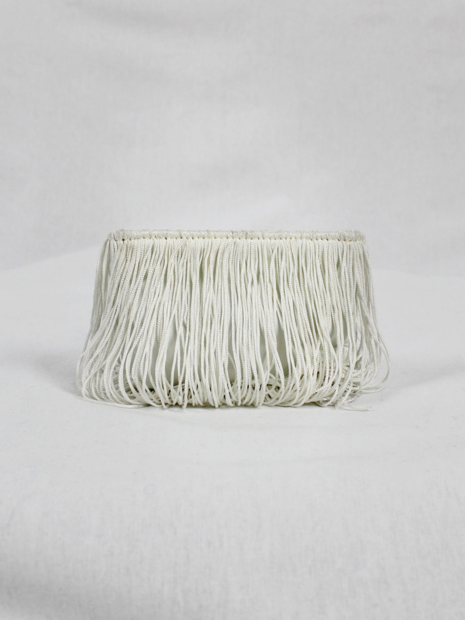 vaniitas vintage Maison Martin Margiela white coin pouch covered in fringes fall 2008 4500