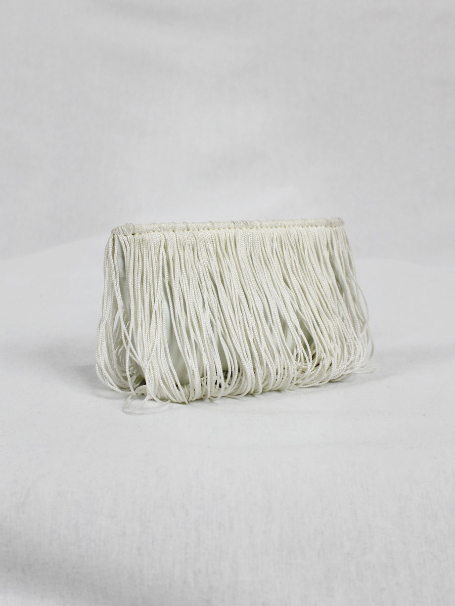 vaniitas vintage Maison Martin Margiela white coin pouch covered in fringes fall 2008 4507