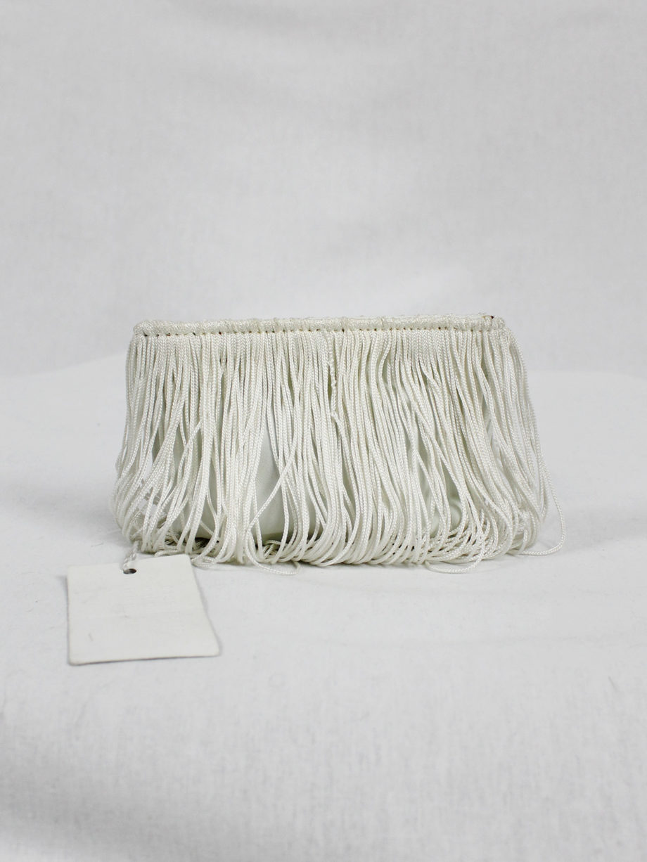 vaniitas vintage Maison Martin Margiela white coin pouch covered in fringes fall 2008 4517