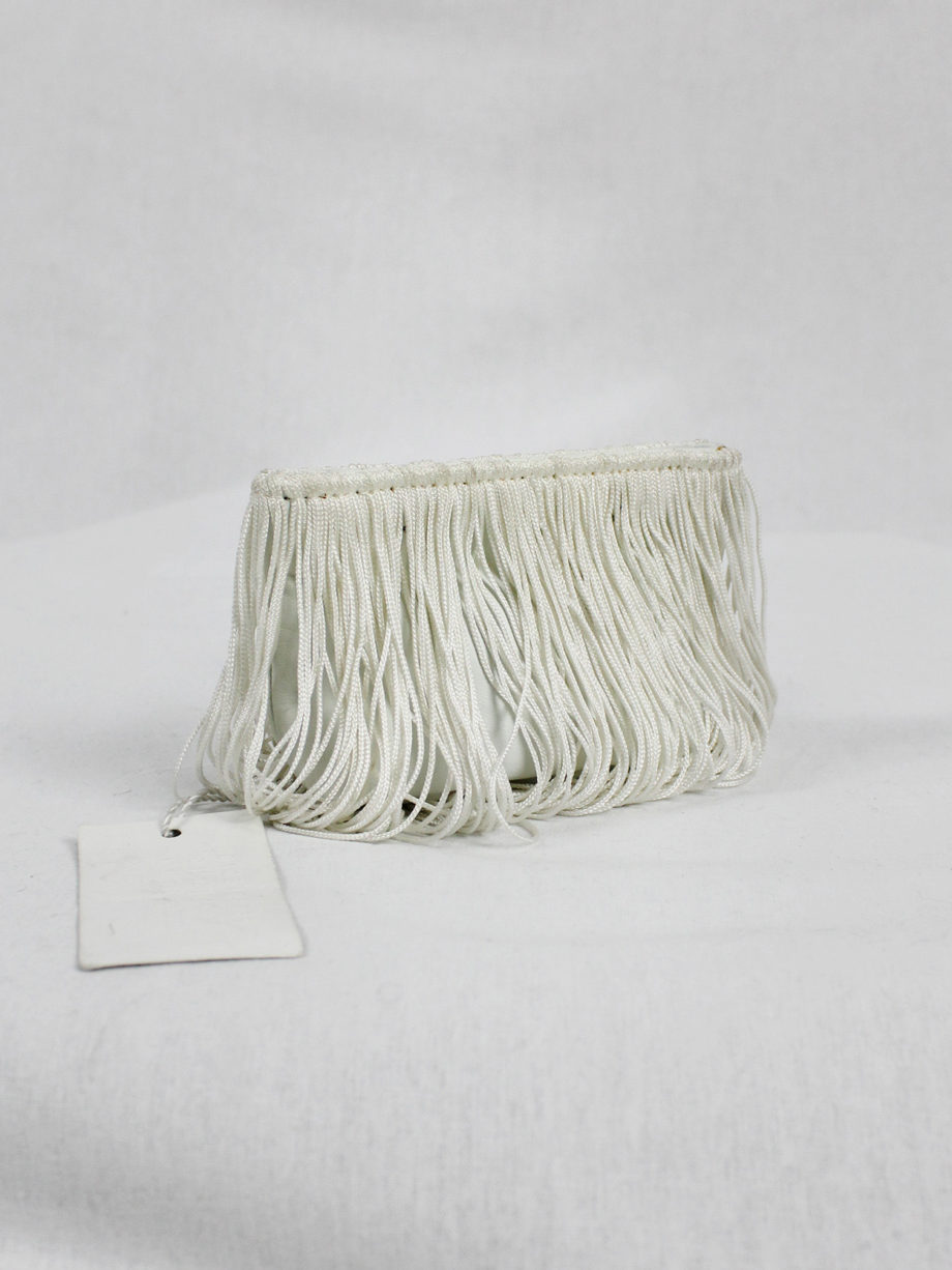 vaniitas vintage Maison Martin Margiela white coin pouch covered in fringes fall 2008 4525