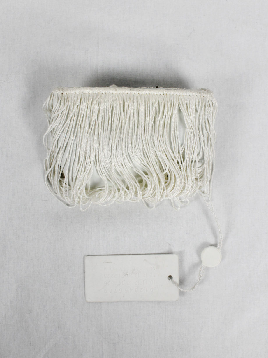 vaniitas vintage Maison Martin Margiela white coin pouch covered in fringes fall 2008 4531