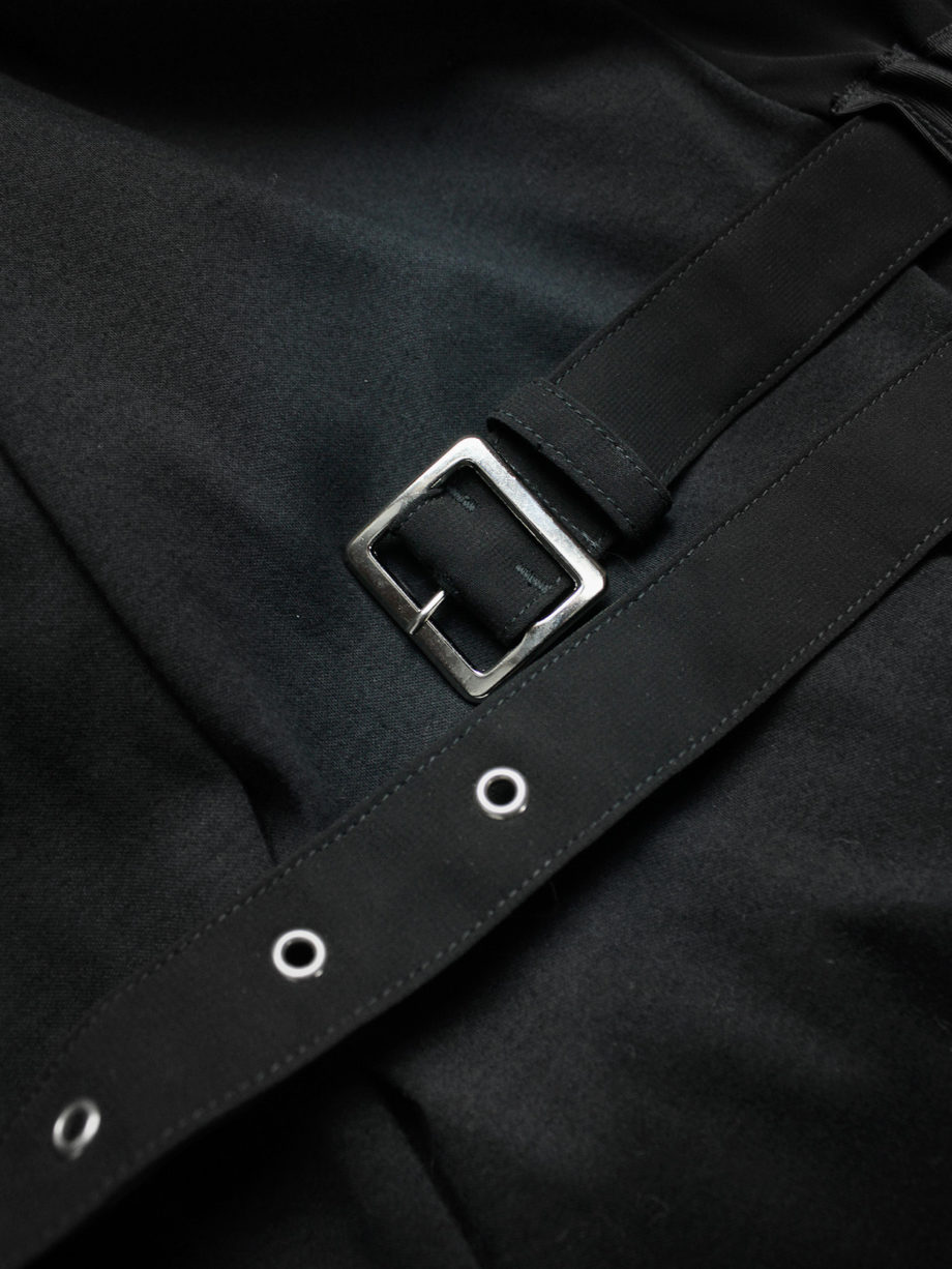 vaniitas vintage Noir Kei Ninomiya black gathered t-shirt with belt and sheer back 3794