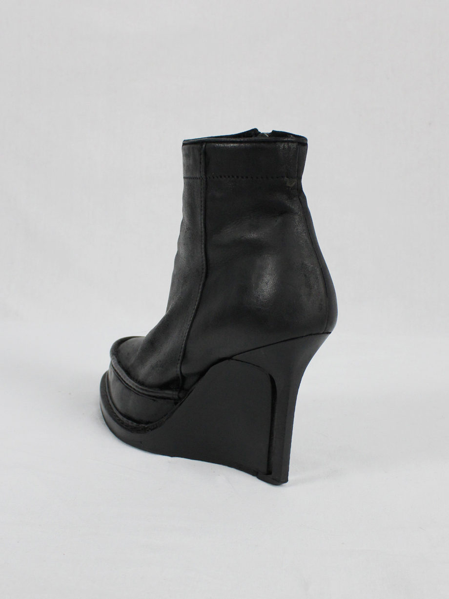 Ann Demeulemeester black slit wedge boots (37) — fall 2010