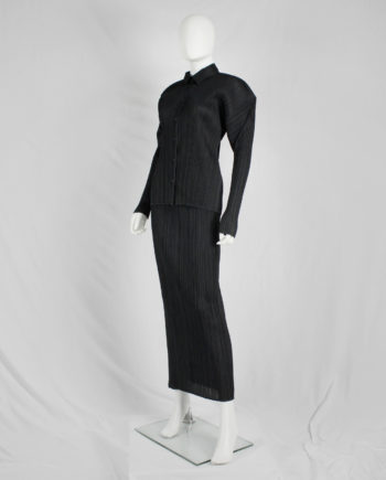 Issey Miyake Pleats Please black cardigan with squared shoulders