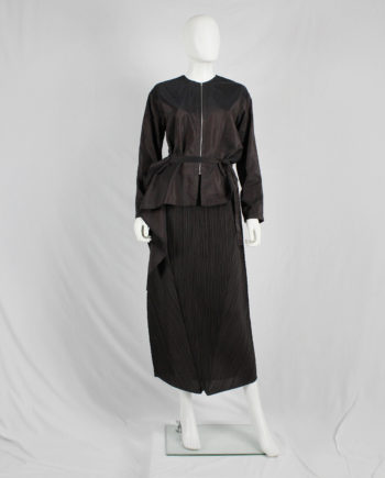 Issey Miyake Pleats Please brown curved skirt with triangular panels