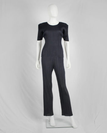 Issey Miyake Pleats Please dark blue trousers with fine pleating