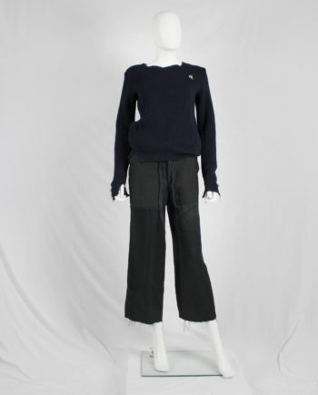 Maison Martin Margiela artisanal pinstripe trousers with satin legs — fall 2002