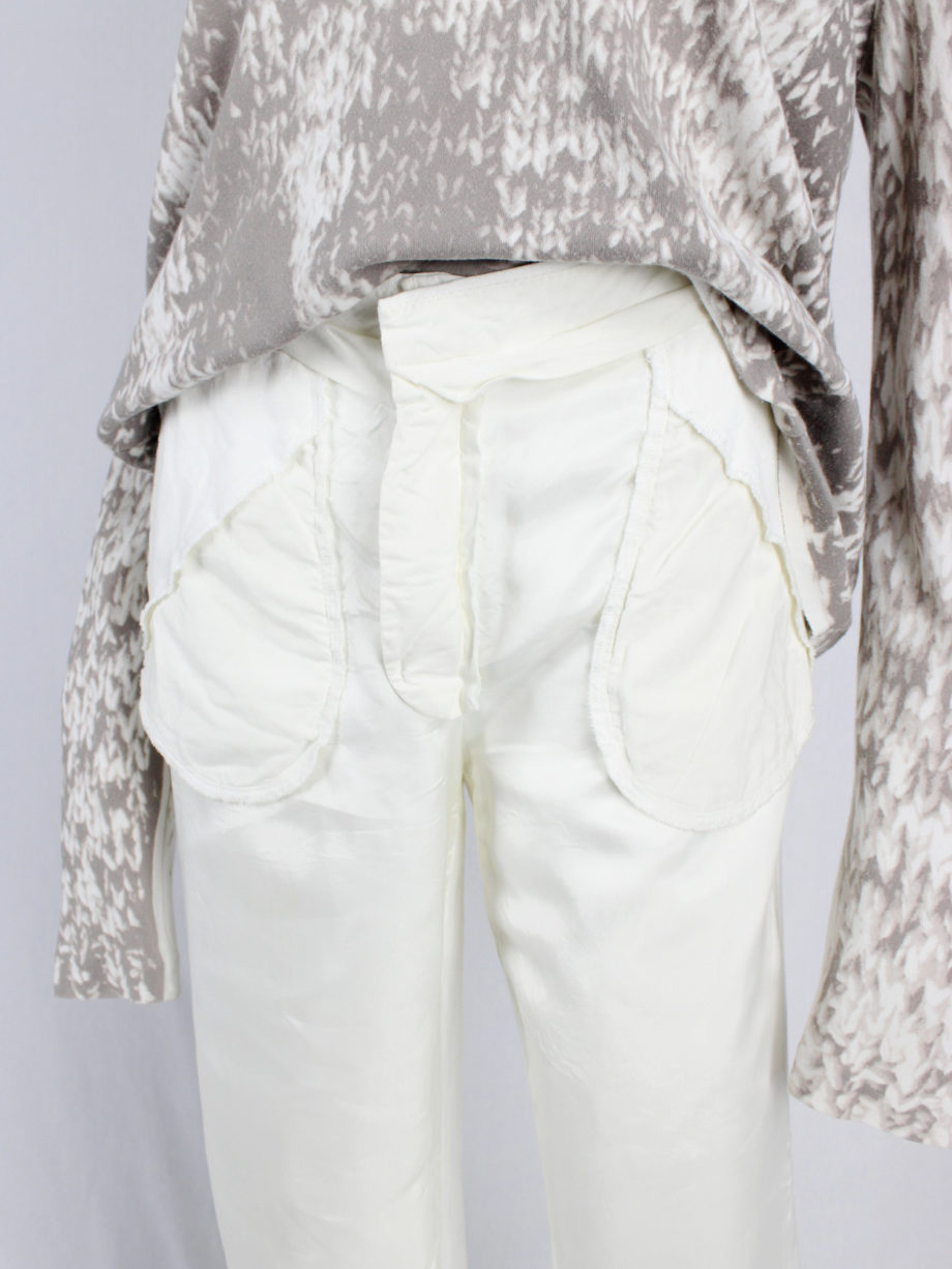 Maison Martin Margiela white inside-out trousers with exterior lining — spring 2003