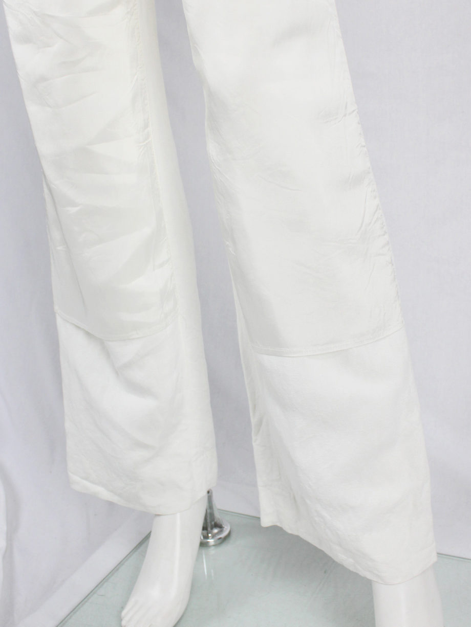 Maison Martin Margiela white inside-out trousers with exterior lining — spring 2003
